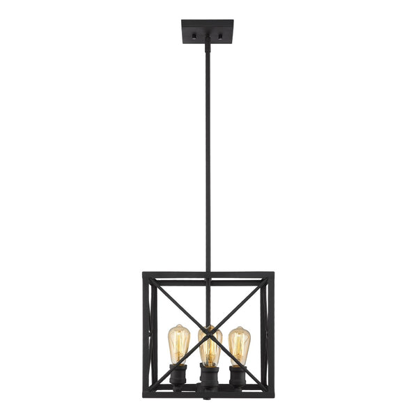 HomeRoots Brooklyn 4-Light Matte Black Pendant - Industrial Geometric Fixture for Modern Home Décor & Style 398168