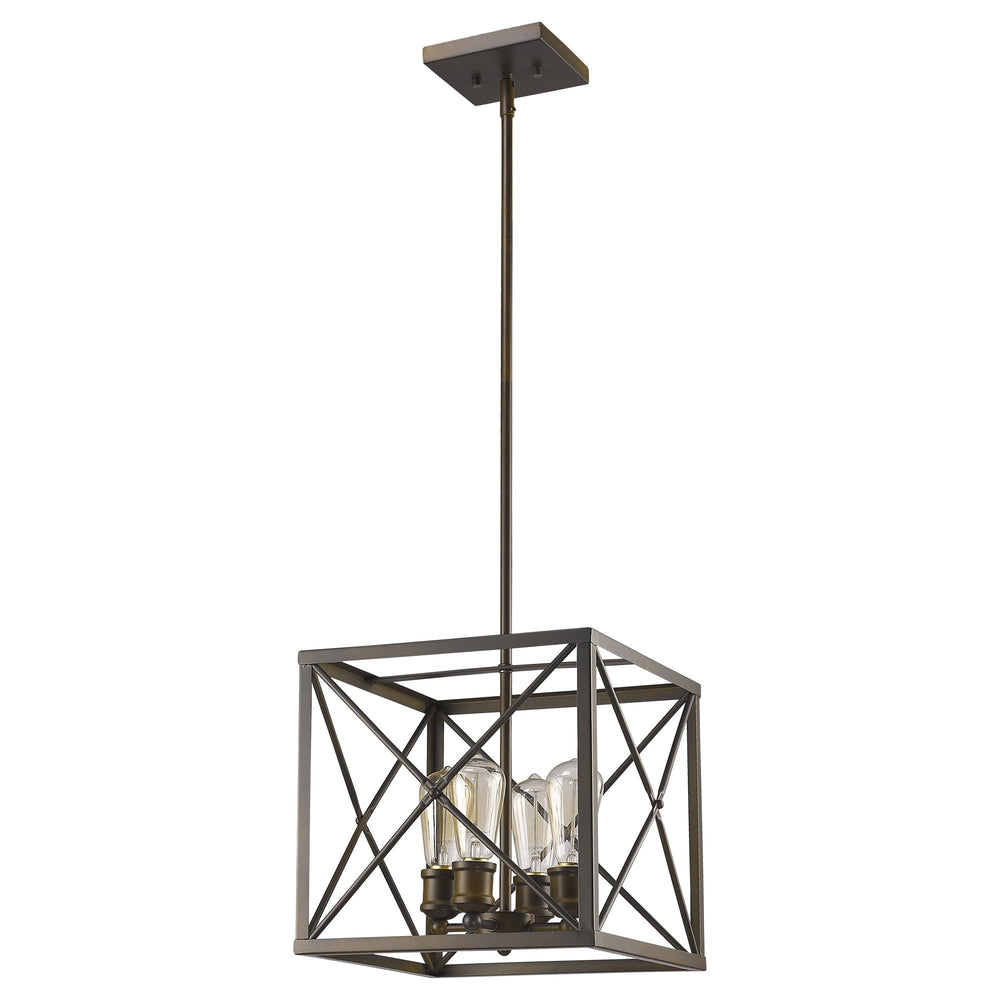 Homeroots Brooklyn 4-light Oil-rubbed Bronze Pendant With Metal Framework Shade   398169