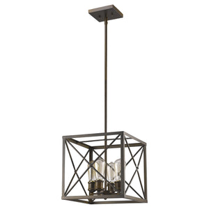 Homeroots Brooklyn 4-light Oil-rubbed Bronze Pendant With Metal Framework Shade   398169