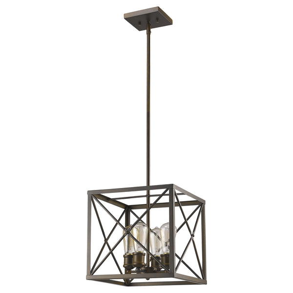 Homeroots Brooklyn 4-light Oil-rubbed Bronze Pendant With Metal Framework Shade   398169
