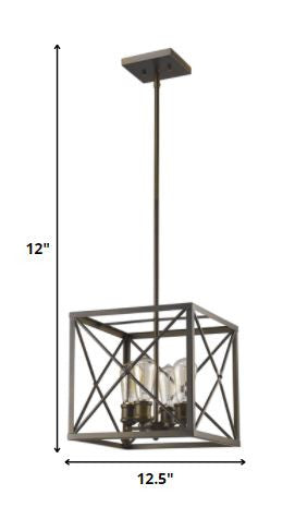 Homeroots Brooklyn 4-light Oil-rubbed Bronze Pendant With Metal Framework Shade   398169