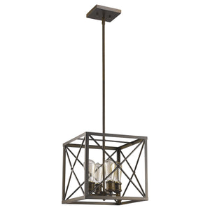Homeroots Brooklyn 4-light Oil-rubbed Bronze Pendant With Metal Framework Shade   398169