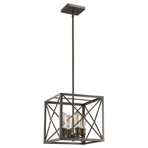 Homeroots Brooklyn 4-light Oil-rubbed Bronze Pendant With Metal Framework Shade   398169