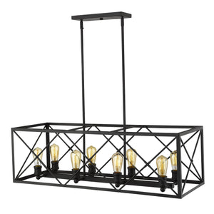 Homeroots Brooklyn 8-light Matte Black Island Pendant With Metal Framework Shade   398171