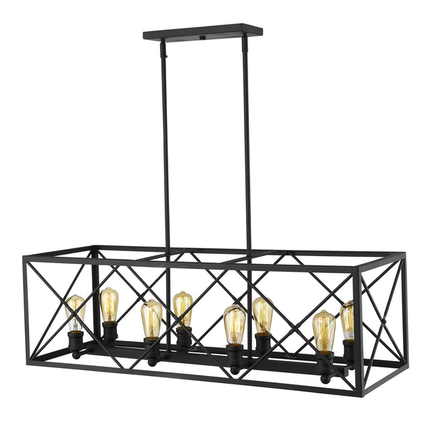 Homeroots Brooklyn 8-light Matte Black Island Pendant With Metal Framework Shade   398171