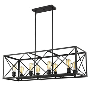 Homeroots Brooklyn 8-light Matte Black Island Pendant With Metal Framework Shade   398171