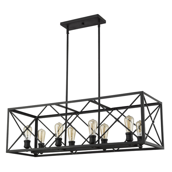 Homeroots Brooklyn 8-light Matte Black Island Pendant With Metal Framework Shade   398171