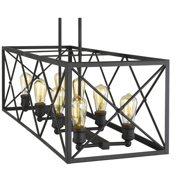 Homeroots Brooklyn 8-light Matte Black Island Pendant With Metal Framework Shade   398171