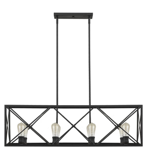 Homeroots Brooklyn 8-light Matte Black Island Pendant With Metal Framework Shade   398171