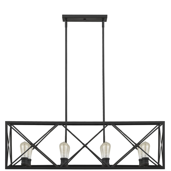 Homeroots Brooklyn 8-light Matte Black Island Pendant With Metal Framework Shade   398171