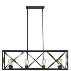 Homeroots Brooklyn 8-light Matte Black Island Pendant With Metal Framework Shade   398171