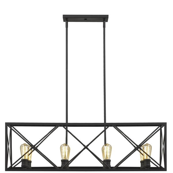 Homeroots Brooklyn 8-light Matte Black Island Pendant With Metal Framework Shade   398171