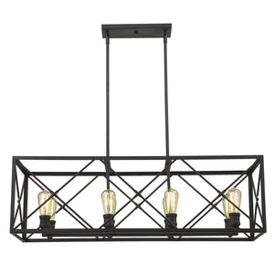 Homeroots Brooklyn 8-light Matte Black Island Pendant With Metal Framework Shade   398171