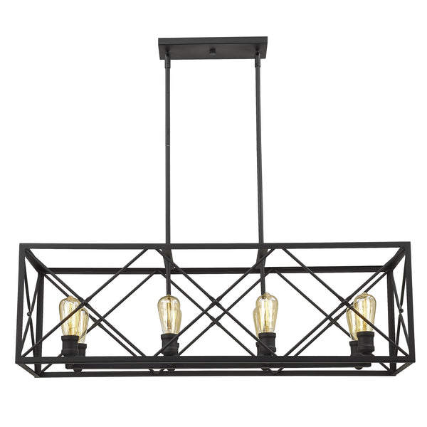 Homeroots Brooklyn 8-light Matte Black Island Pendant With Metal Framework Shade   398171