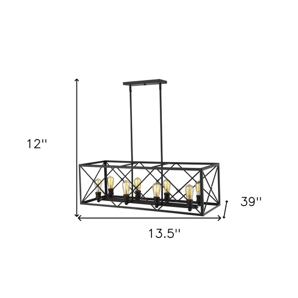 Homeroots Brooklyn 8-light Matte Black Island Pendant With Metal Framework Shade   398171