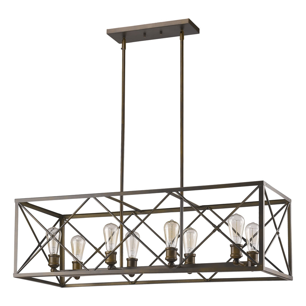 Homeroots Brooklyn 8-light Oil-rubbed Bronze Island Pendant With Metal Framework Shade   398172