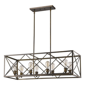 HomeRoots Brooklyn 8-Light Pendant Lamp - Modern Industrial Design in Oil-Rubbed Bronze for Kitchen or Dining 398172