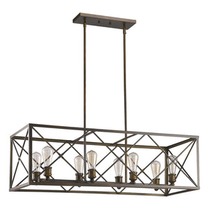 HomeRoots Brooklyn 8-Light Pendant Lamp - Modern Industrial Design in Oil-Rubbed Bronze for Kitchen or Dining 398172