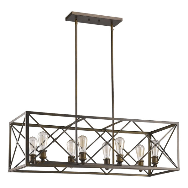 HomeRoots Brooklyn 8-Light Pendant Lamp - Modern Industrial Design in Oil-Rubbed Bronze for Kitchen or Dining 398172
