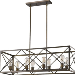 HomeRoots Brooklyn 8-Light Pendant Lamp - Modern Industrial Design in Oil-Rubbed Bronze for Kitchen or Dining 398172