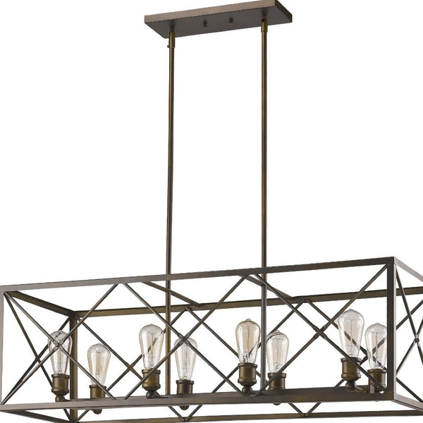 HomeRoots Brooklyn 8-Light Pendant Lamp - Modern Industrial Design in Oil-Rubbed Bronze for Kitchen or Dining 398172
