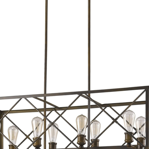 HomeRoots Brooklyn 8-Light Pendant Lamp - Modern Industrial Design in Oil-Rubbed Bronze for Kitchen or Dining 398172