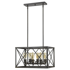 HomeRoots Brooklyn 6-Light Pendant in Oil-Rubbed Bronze - Industrial-Modern Design for Dining & Kitchen Spaces 398174