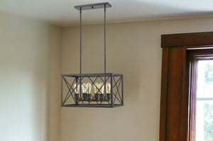 HomeRoots Brooklyn 6-Light Pendant in Oil-Rubbed Bronze - Industrial-Modern Design for Dining & Kitchen Spaces 398174