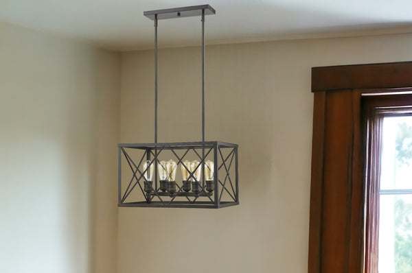 HomeRoots Brooklyn 6-Light Pendant in Oil-Rubbed Bronze - Industrial-Modern Design for Dining & Kitchen Spaces 398174