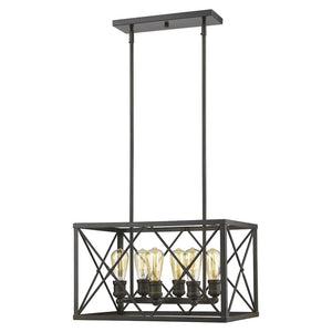 HomeRoots Brooklyn 6-Light Pendant in Oil-Rubbed Bronze - Industrial-Modern Design for Dining & Kitchen Spaces 398174