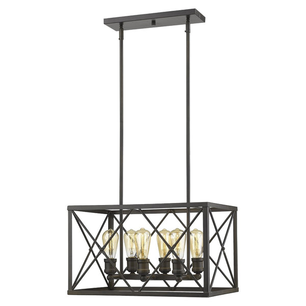 HomeRoots Brooklyn 6-Light Pendant in Oil-Rubbed Bronze - Industrial-Modern Design for Dining & Kitchen Spaces 398174