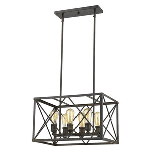 HomeRoots Brooklyn 6-Light Pendant in Oil-Rubbed Bronze - Industrial-Modern Design for Dining & Kitchen Spaces 398174