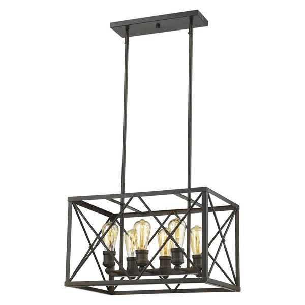 HomeRoots Brooklyn 6-Light Pendant in Oil-Rubbed Bronze - Industrial-Modern Design for Dining & Kitchen Spaces 398174