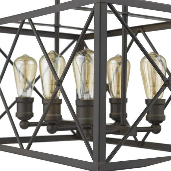 HomeRoots Brooklyn 6-Light Pendant in Oil-Rubbed Bronze - Industrial-Modern Design for Dining & Kitchen Spaces 398174