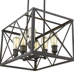 HomeRoots Brooklyn 6-Light Pendant in Oil-Rubbed Bronze - Industrial-Modern Design for Dining & Kitchen Spaces 398174