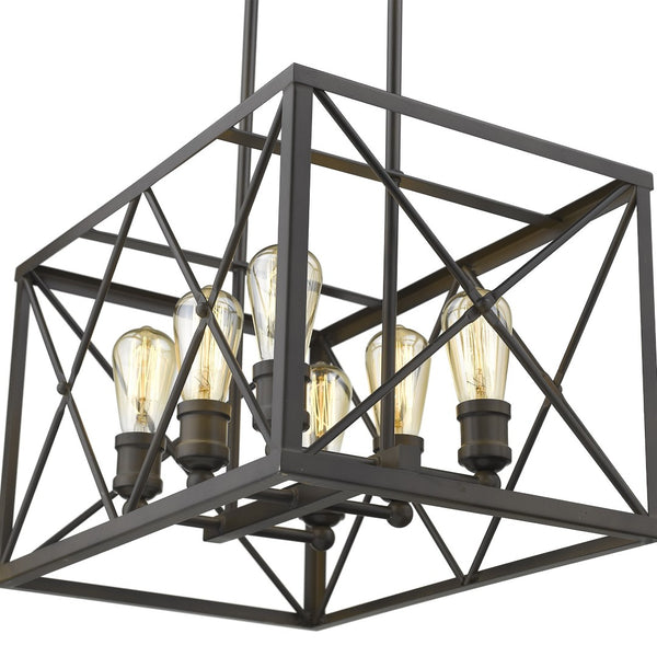 HomeRoots Brooklyn 6-Light Pendant in Oil-Rubbed Bronze - Industrial-Modern Design for Dining & Kitchen Spaces 398174