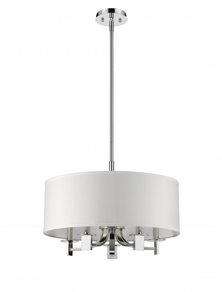 HomeRoots Silver Five-light Dimmable Flush Fixture with Crisp White Shades for Modern Spaces 398178