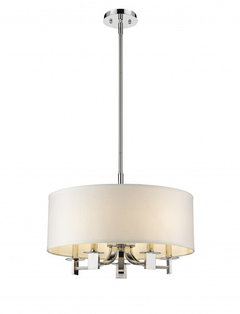 HomeRoots Silver Five-light Dimmable Flush Fixture with Crisp White Shades for Modern Spaces 398178