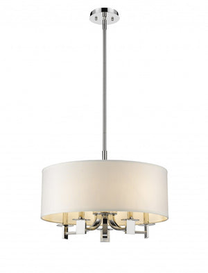Silver Five-light Dimmable Flush Fixture with Crisp White Shades for Modern Spaces
