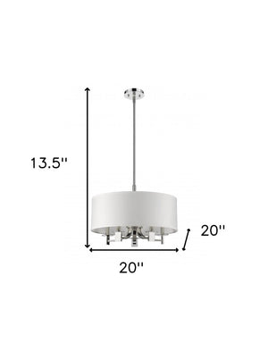 Silver Five-light Dimmable Flush Fixture with Crisp White Shades for Modern Spaces