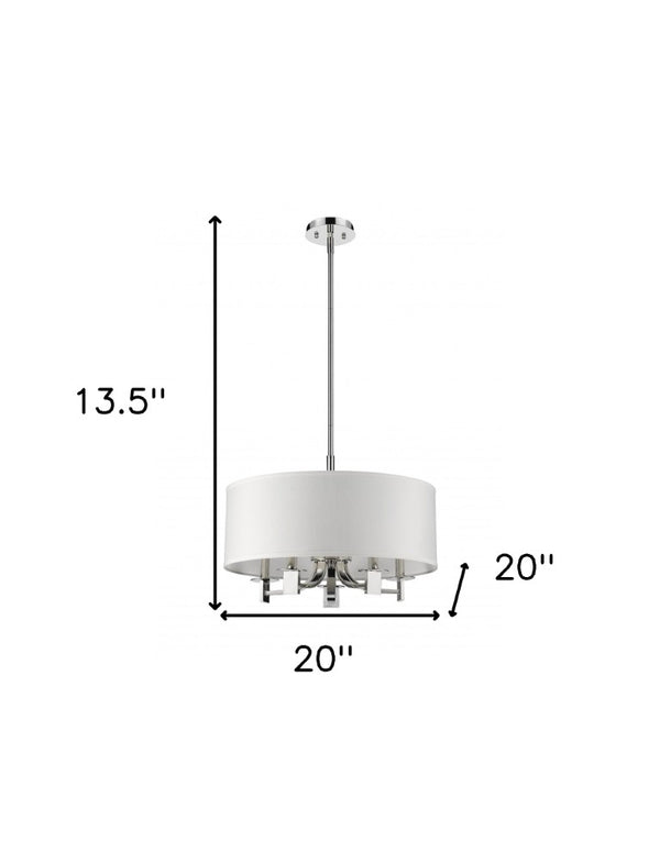 Silver Five-light Dimmable Flush Fixture with Crisp White Shades for Modern Spaces