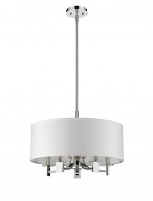 Homeroots Andrea 5-light Polished Nickel Drum Pendant With Ivory Hardback Shade   398178