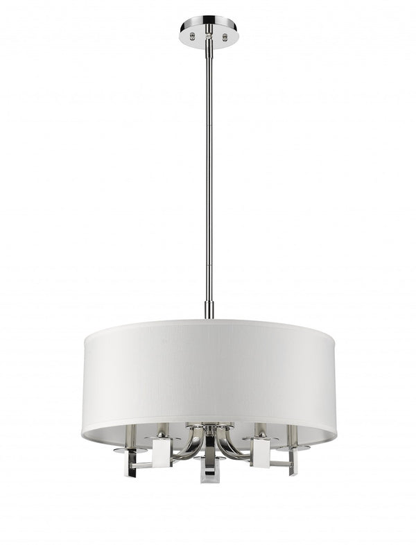 Homeroots Andrea 5-light Polished Nickel Drum Pendant With Ivory Hardback Shade   398178