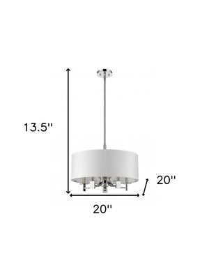 Homeroots Andrea 5-light Polished Nickel Drum Pendant With Ivory Hardback Shade   398178