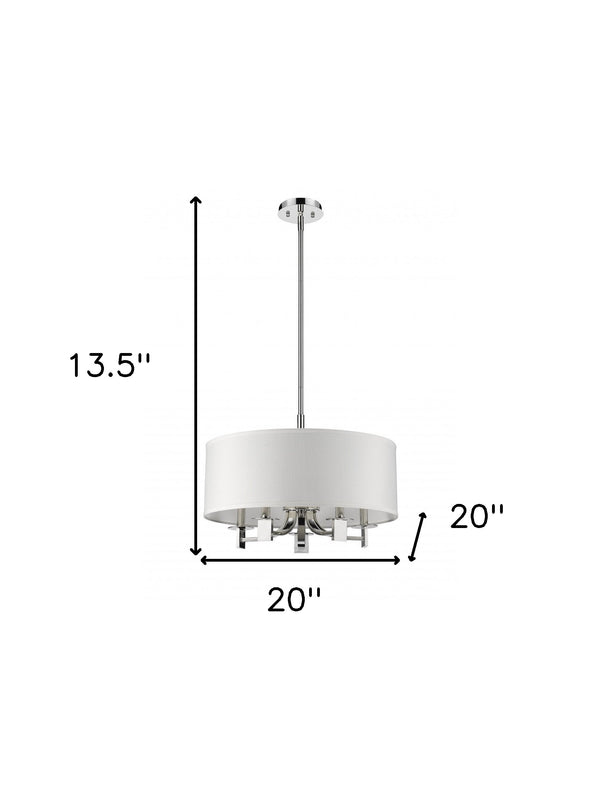 Homeroots Andrea 5-light Polished Nickel Drum Pendant With Ivory Hardback Shade   398178