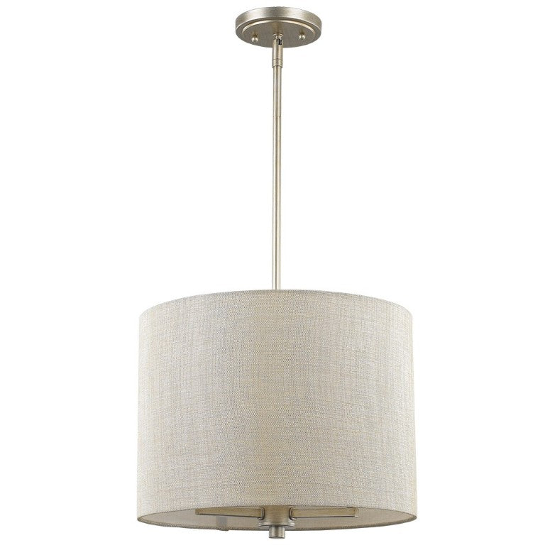 HomeRoots Gold Iron Three-bulb Dimmable Ceiling Fixture with Elegant Silver Drum Shades 398179