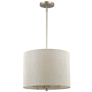 HomeRoots Gold Iron Three-bulb Dimmable Ceiling Fixture with Elegant Silver Drum Shades 398179
