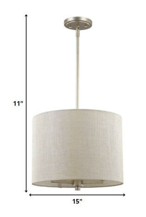 Homeroots Daria 3-light Washed Gold Pendant With Washed Gold And White Drum Shade   398179