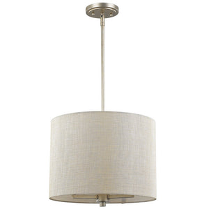 Homeroots Daria 3-light Washed Gold Pendant With Washed Gold And White Drum Shade   398179