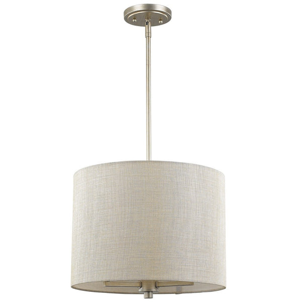 Homeroots Daria 3-light Washed Gold Pendant With Washed Gold And White Drum Shade   398179